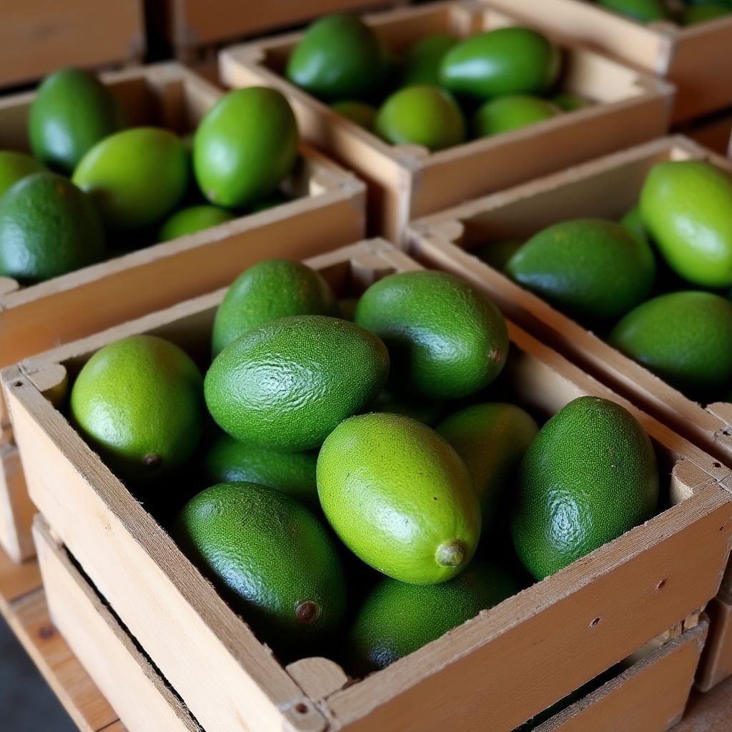 Cajas de aguacates frescos listos para la exportación