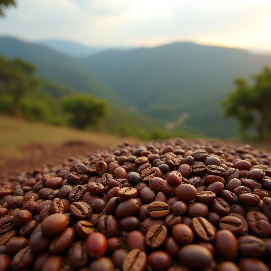 Granos de café de especialidad secándose al sol